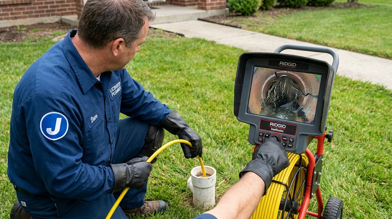 Sewer camera inspection being performed by Johns Plumbing LLC in Mineola
